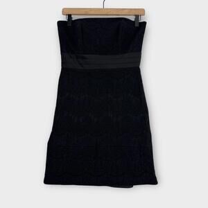 White House Black Market Women’s Size 4 Small Black Lace Strapless Mini Dress